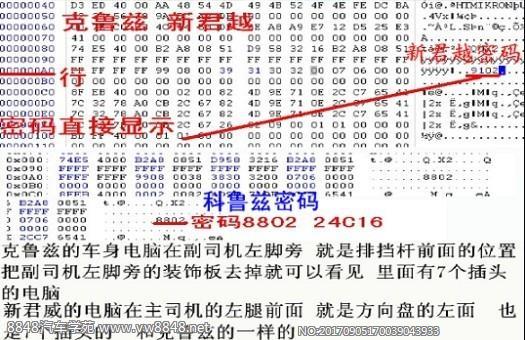 科鲁兹 新君越密码位置